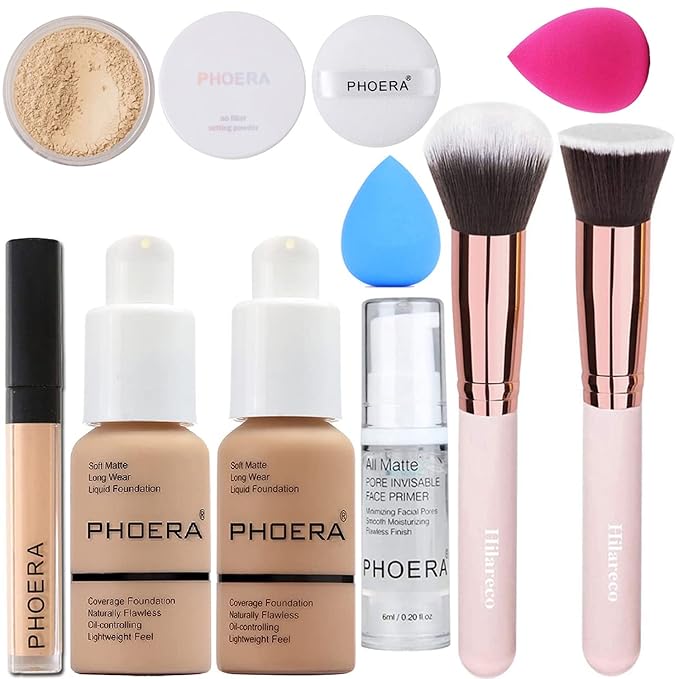 PHOERA Foundation,Full Coverage Foundation,PHOERA Primer,PHOERA Powder,PHOERA Concealer PHOERA 101- Porcelain)