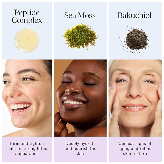 LilyAna Naturals Bakuchiol Face Lift Cream with Sea Moss and Peptide Complex - Face Cream for Women - Moisturizing and Lifting Facial Cream - Anti-Aging Overnight Moisturizer - Made in the USA - 1 oz