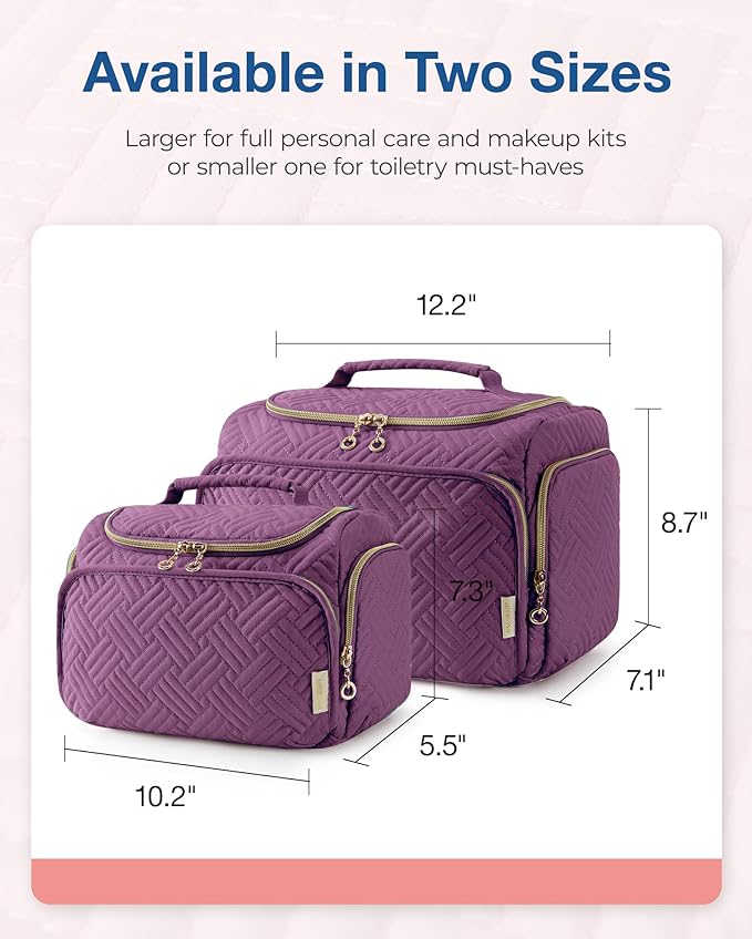 BAGSMART Travel Toiletry Bag, Large Wide-open Travel Bag for Toiletries, Makeup Cosmetic Travel Bag with Handle