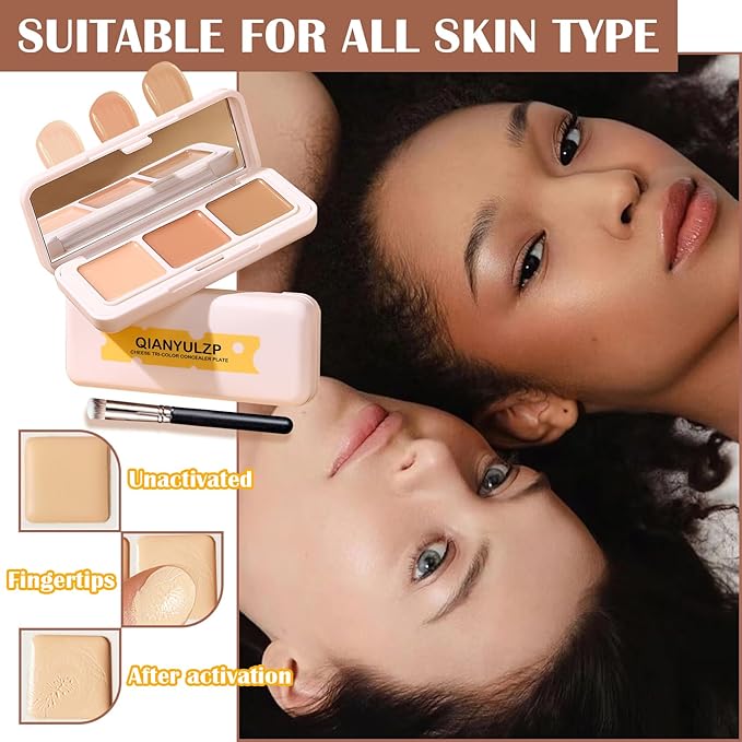 3 Colors Correcting Concealer Palette,Concealer Contour Foundation Makeup Dark Circles,Acne,Blemish