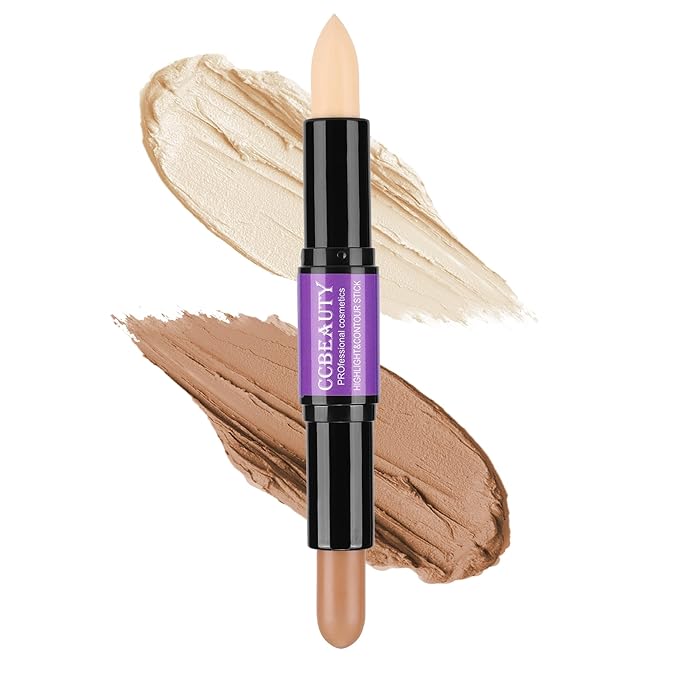 CCbeauty 2-IN-1 Matte Contour Stick,Cream Dual Highlight Concealer