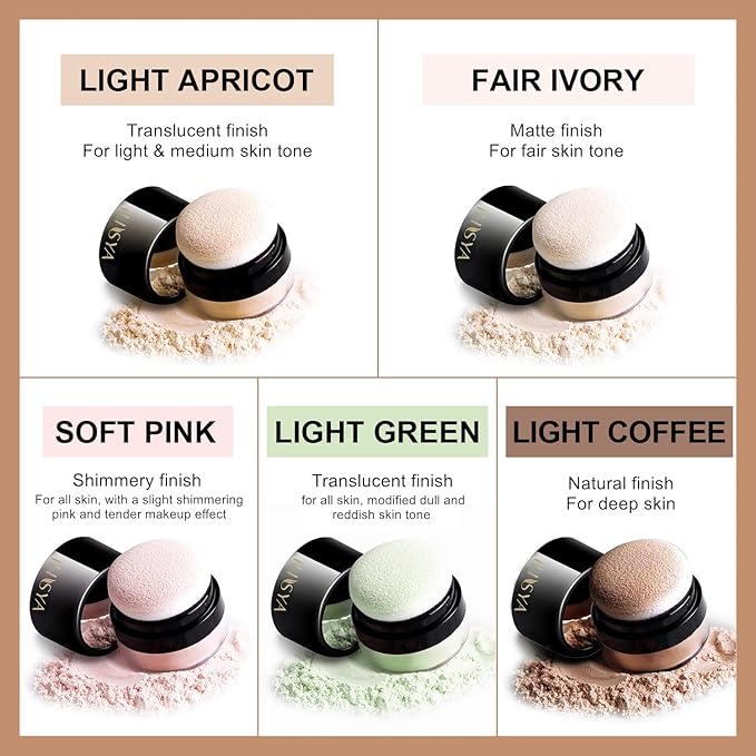 Setting Powder Lightweight Loose Powder Finishing Powder Long-Lasting Green/Translucent)-2 Boxes