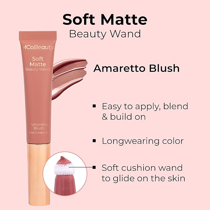 MCoBeauty Soft Matte Beauty Wand, Amaretto Blush, Velvety