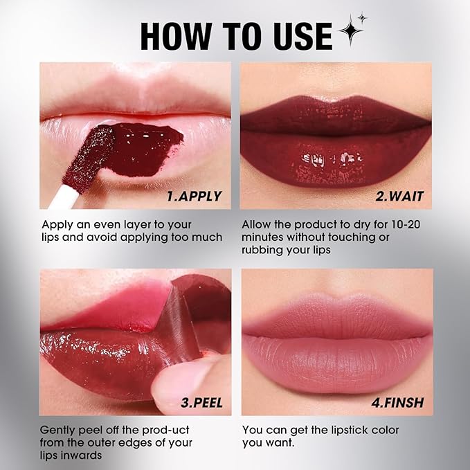 LANGMANNI 2 Colors Long-Lasting Peel Off Lip Liner Set, Waterproof & Smudge-Proof Matte Lip Liners Gift Makeup For Girls (#1+3)