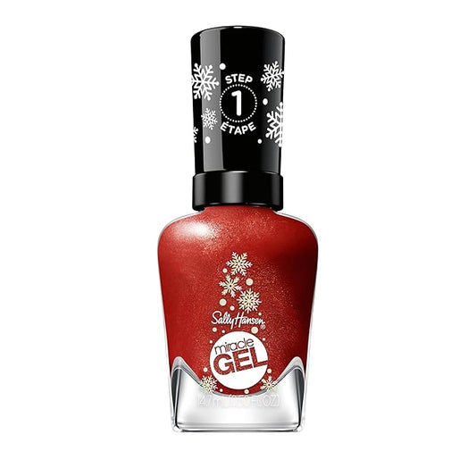 Sally Hansen Miracle Gel, Jolly Holly, Long Lasting, Gel-Like Formula, No UV Lamp Needed, Semi Opaque, Shimmery Red Nail Polish