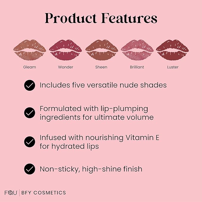 BFY Cosmetics 5-Pack Plumping Lip Gloss - Nude