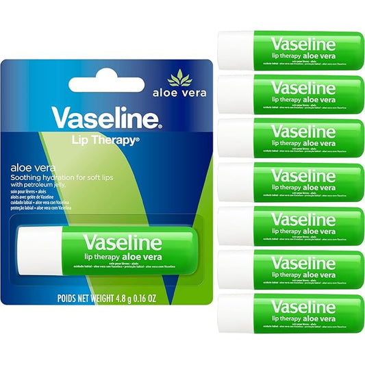 Vaseline Lip Therapy Aloe Fresh 8-Pack – Moisturizing Lip Balm for Very Dry Lips, 0.16 Oz Ea