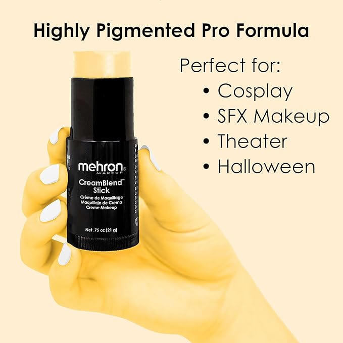 Mehron Makeup CreamBlend Stick | Face Paint, Body (Pastel Yellow) 75 oz