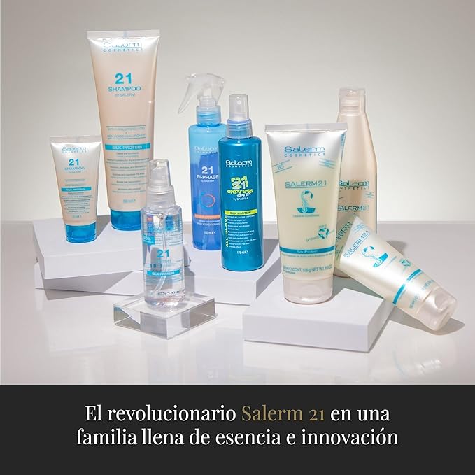 SALERM - Illuminating Hair Spray - Salerm 21 Finish - 100 ml - with Silk Proteins - Final Illuminating Touch - Hydrates and Adds Shine to Hair - Immediate Result - Heat Protector