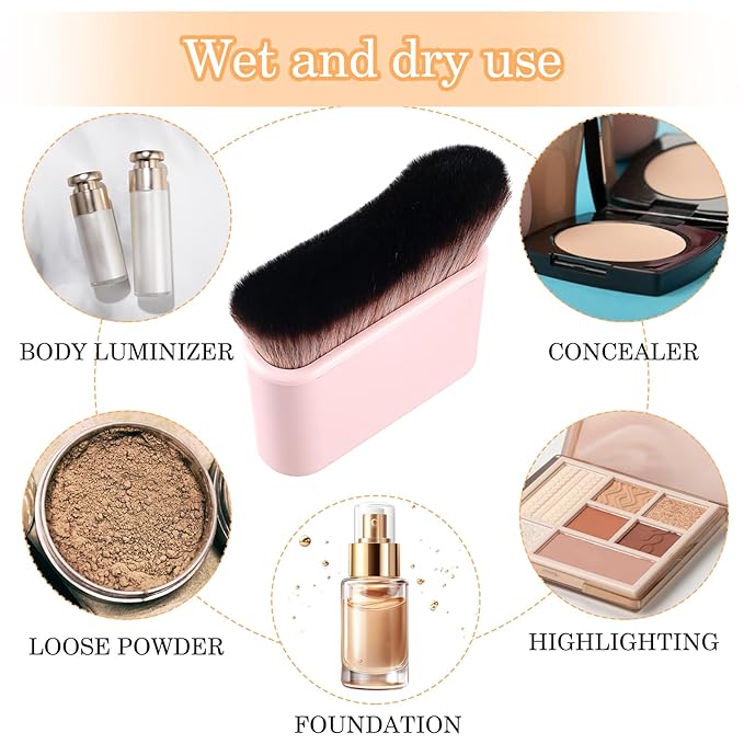 Self Tan Brush Soft Body Makeup Brush Portable Self Tanning Brush Self Tanner Face Brush For Body & Leg Makeup (Pink)