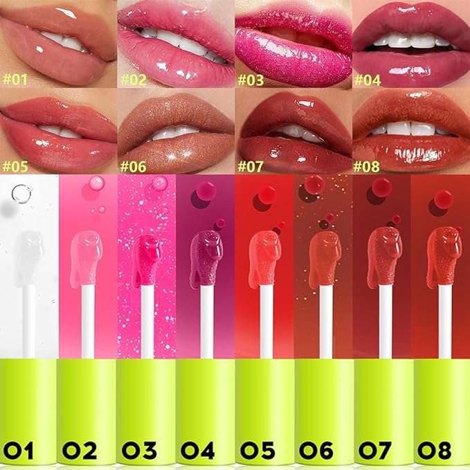 Hydrating Lip Oil, Big Brush Head Lip Glaze Shiny Transparent Lip Glow Oil, Nourishing & Non-sticky Long Lasting Fresh Clear Smooth Lip Care Plumping Lip Oil (# 06)