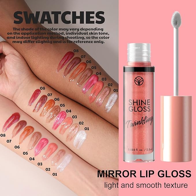 Pink Lip gloss Lip Plumper Gloss Shimmer High Shine Lip Gloss Moisturizing Tinted Lip Gloss Long Lasting Waterproof Lip Oil (04# Magenta Shimmer)