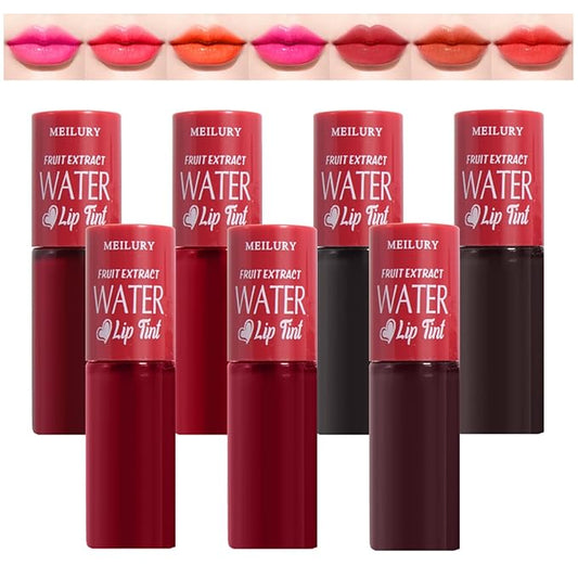 7 Colors Korean Lip Tint Stain Set Long-lasting Waterproof Velvet Lip Tint Moisturizing Lip Gloss Set，Multi-Use Lip and Cheek Tint for Women Daily Lip Makeup