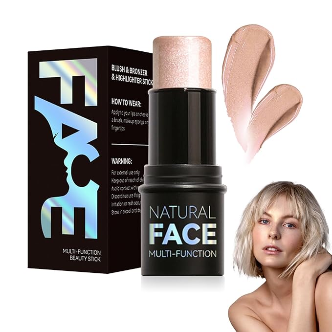 Cream Blush Stick with Brush,Waterproof Multi Cream Blush Skin F2