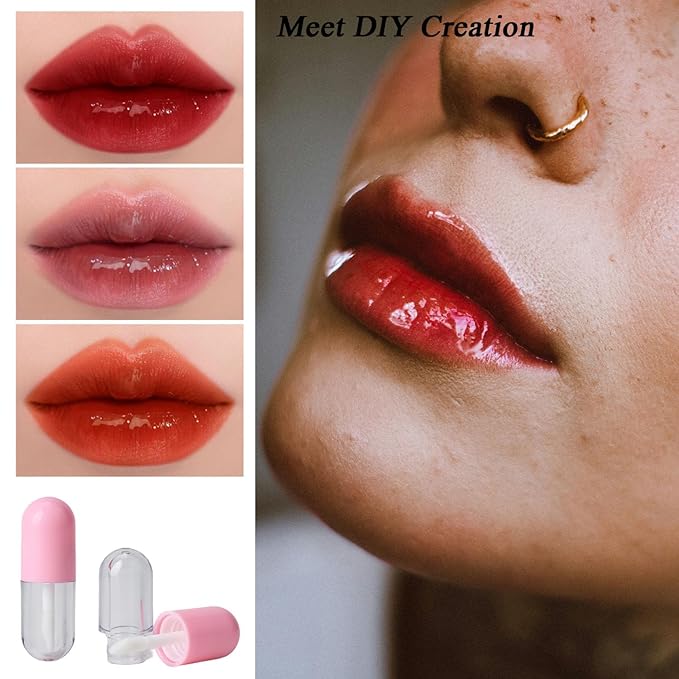 10 Pcs 2 ml Empty Lip Gloss Tubes Containers, Lip Balm Bottle with 5 ml Refillable Squeeze Tube