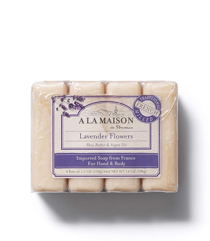A LA MAISON - Lavender Aloe Bar Soap - Triple French Milled Natural Moisturizing Hand Soap Bar (4 Bars of Soap, 3.5 oz)