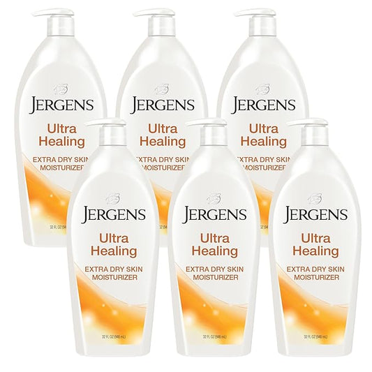 Jergens Ultra Healing Dry Skin Lotion, Hand and Body Moisturizer for Quick Absorption into Extra Dry Skin with Hydralucence Blend, Vitamins C, E and B5, White, 32 oz, Pack of 6