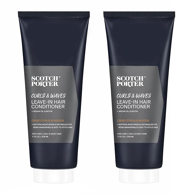 Scotch Porter Curls & Waves Leave-In Hair Conditioner Twin Pack – Moisture Rich Daily Lightweight Hair Moisturizer that Intensely Hydrates, Smooths & Defines Curls & Waves – 2 * 7.1oz