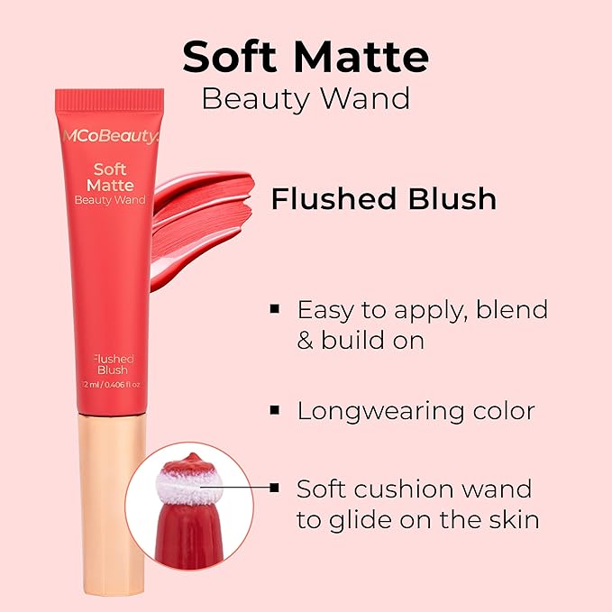 MCoBeauty Soft Matte Beauty Wand, Flushed Blush, Velvety