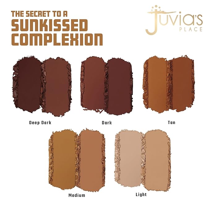 Juvia's Place Bronzed Duo Bronzer Tan - Soft Matte Bronzer, Contour Powder, Long-Wearing & Buildable Bronzing Powder - Suitable for Tan Skin Tone