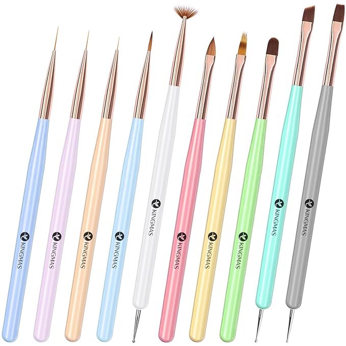 KINGMAS Nail Art Brushes, 10Pcs