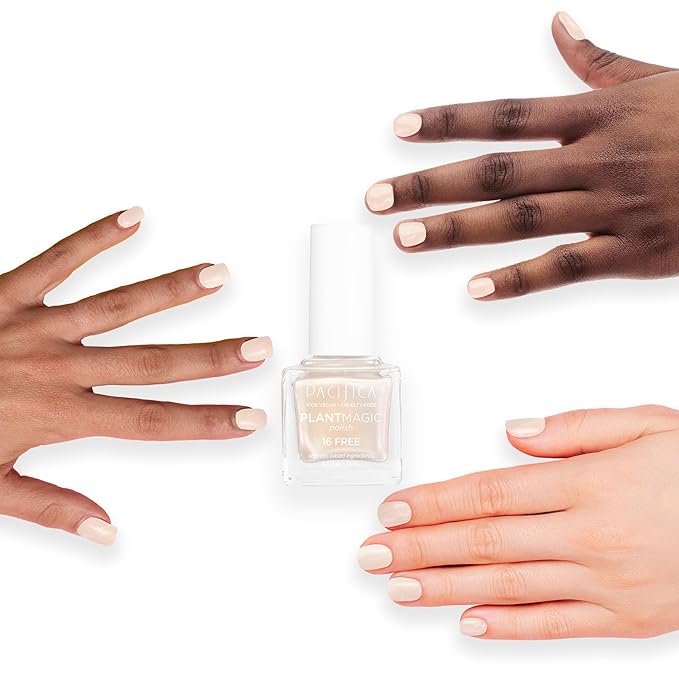 Pacifica Natural Nail Polish – Plant Magic Pearl White Nail Polish 16-Free Bio-Sourced Formula with Long-Lasting Vibrant Colors for Glossy, Chip-Resistant Nails, Vegan & Cruelty-Free, Fluff It Up