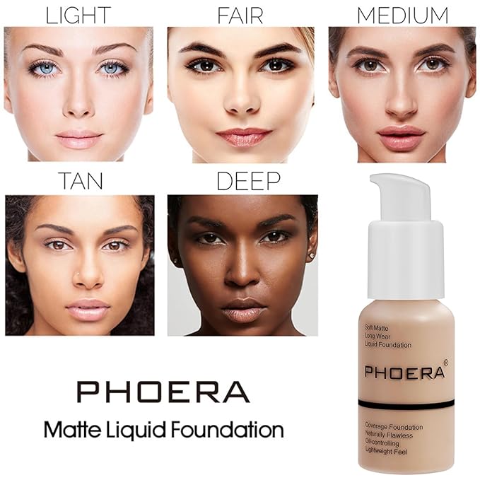 PHOERA Foundation,6Pcs Matte Liquid Lipstick Makeup