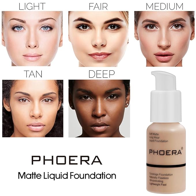 PHOERA Foundation Full Coverage,and Medium Coverage 2024 New Flawless Complexion(105+N04/Sand+Sand)
