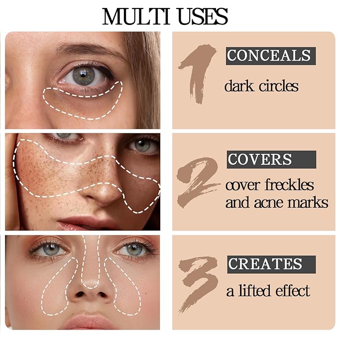 6 Colors Concealer Palette with Brush,Full Coverage,Cream Contouring Marks Scars