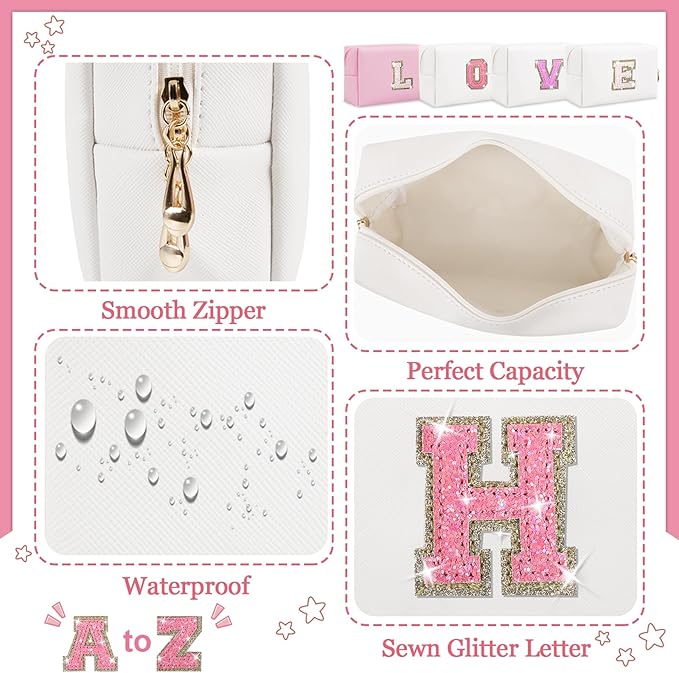 Personalized initial letter makeup bag,