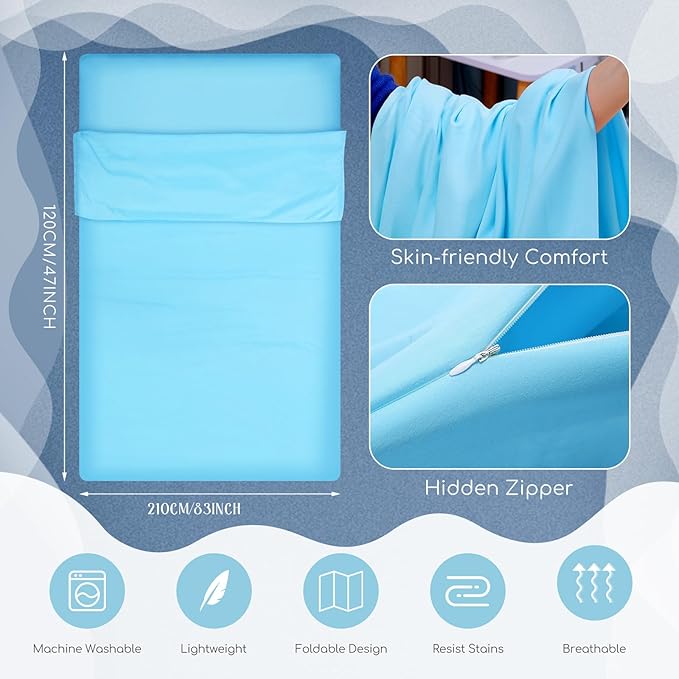 Irenare 2 Pcs Self Tanning Sleep Sack Self Tanning Sheets Protector Self Tan Sleep Bag Protect Sheets from Self Tanner Travel Camping Sheet Sleep Bag for Outdoor Travel Hotels(Pink, Blue)