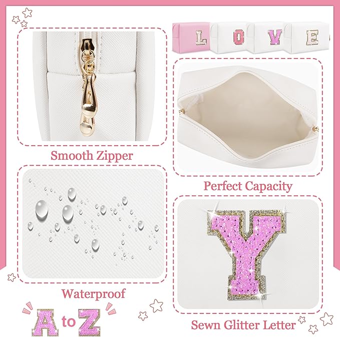 Initial letter patch makeup bag,