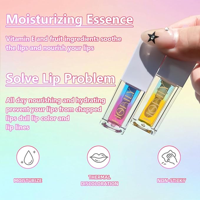 Double Colors Lip Glow Oil, Fruit Flavoured Clear Glow