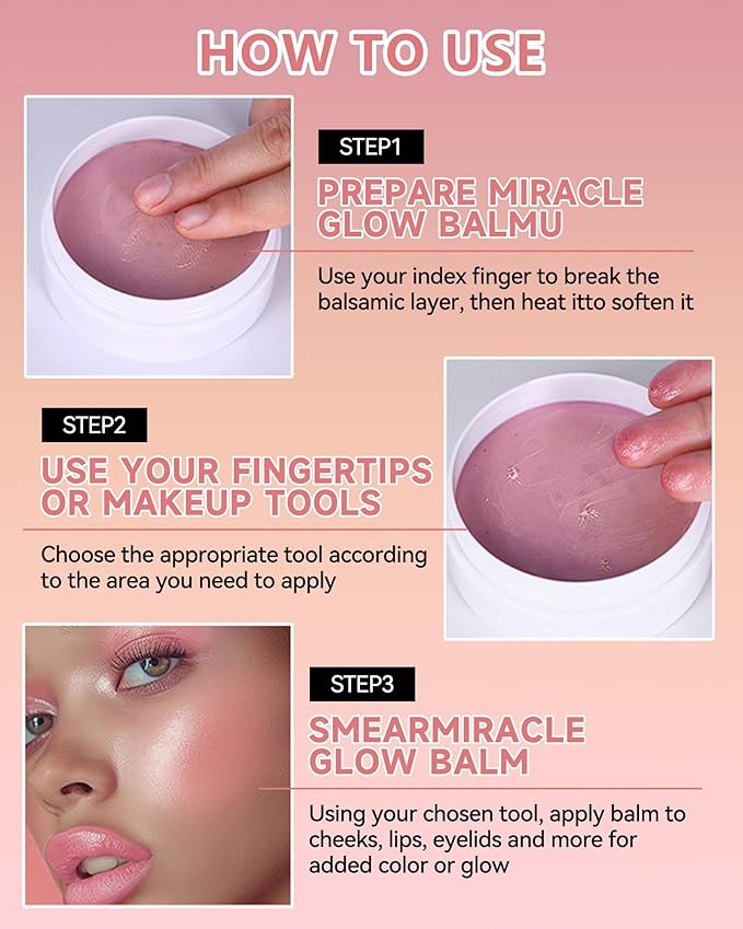 Multi Glow Balm, Miracle Glow Balm Tinted Face Creamy Blush for Women Cheeks Lip Eye, Hydrating Lightweight & Blendable Color, Shimmer Blusher Facial Makeup,Mother's Day Gift for Women Girl-02 Rose
