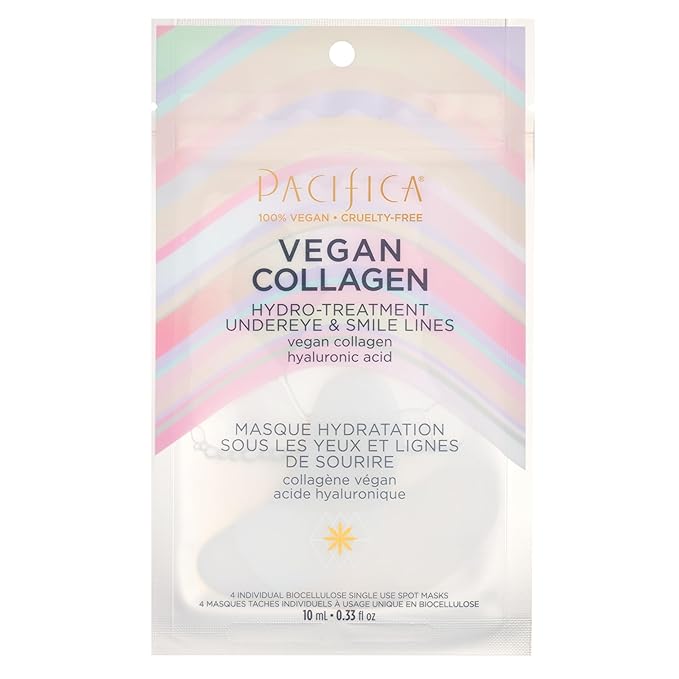 Pacifica Undereye & Smile Mask Set – Vegan Collagen Hydro Treatment with Hyaluronic Acid, Hydrating for Dark Circles, Dry & Combination Skin, Vegan & Cruelty-Free, 2 Pieces