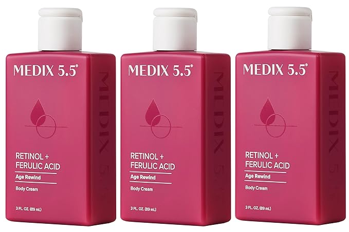 MEDIX 5.5 Retinol Body Lotion Firming Moisturizer | Crepey Skin Care Treatment | Retinol Body Cream | Retinol Cream Targets Look Of Crepe Skin, Wrinkles, & Sagging Skin, 3 Fl Oz Travel Size, 3-Pack