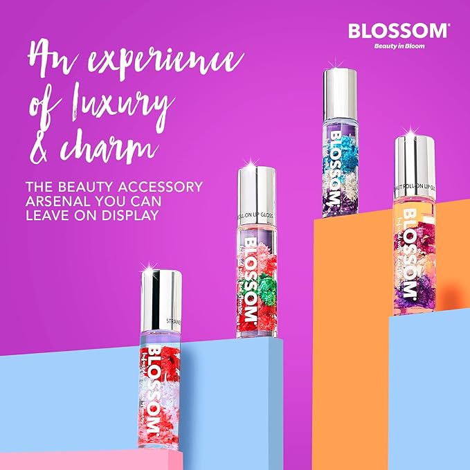 Blossom Scented Roll on Lip Gloss, Infused with Real Flowers, Made in USA, 0.40 fl oz, 2 pack, Cherry/Coconut