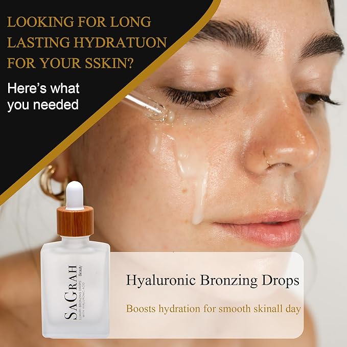 Advanced Self Tanning Drops, USA Made with Natural & Organic Ingredients, Innovative & Nourishing Skincare Hyaluronic Bronzing Drops 1.0 FL OZ