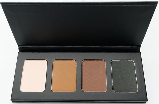 Matte Off White, Light Brown, Medium Brown & Black Vegan Eyeshadow Mini Palette; Talc, Paraben & Cruelty Free