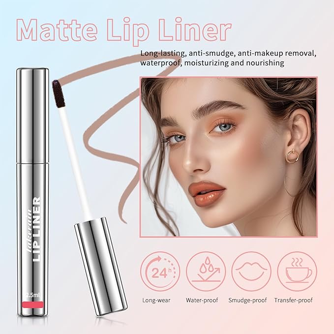 Peel Off Lip Liner Stain - Long-Lasting, Smudge-Proof, Waterproof Nude Matte Lip Tint, Non-Fading Peel Off Lip Color, Effortless Precision & Full Coverage, Vegan & Cruelty-Free, #2 Neutral Mauve