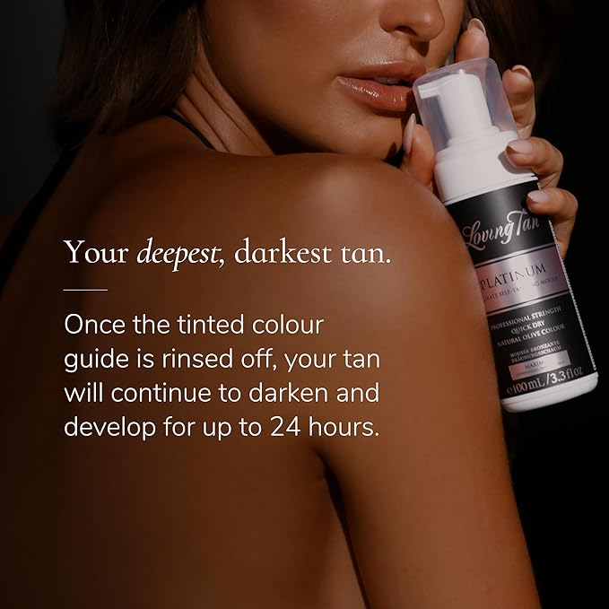 Loving Tan Platinum Mousse, Dark - Streak Free, Natural Looking, Professional Strength Sunless Tanner - 10+ Self Tan Applications per Bottle, Cruelty Free, Naturally Derived DHA - 6.7 Fl Oz