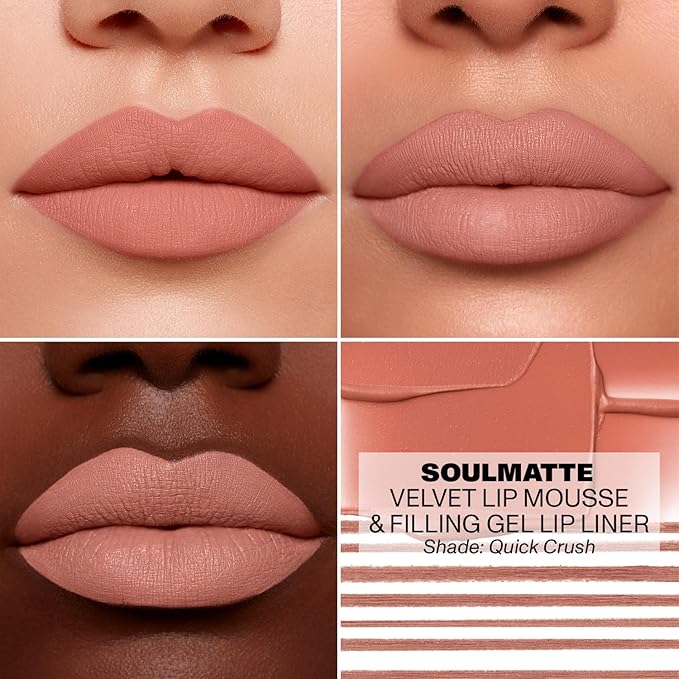Morphe Soulmatte Velvet Lip Mousse Matte Lipstick - Air-Whipped, Soft Matte Lip Makeup with Vitamin E to Hydrate, Soften and Smooth Lips - Quick Crush (0.128 Oz)