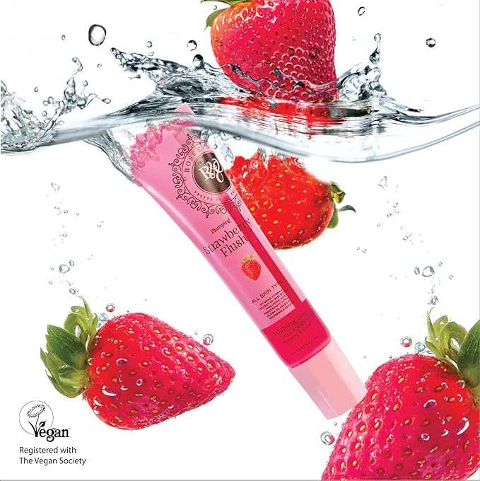ROSÉE & CO Rosee Lip Gloss Vegan & Cruelty Free Treatment, Professional Make up, Long Lasting Glossy with Shea Butter, Moisturize, Protect & Smooth, High Shine, Non-Sticky (g. Strawberry Flush, 0.5)
