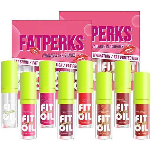 Hydrating Lip Oil, Big Brush Head Lip Glaze Shiny Transparent Lip Glow Oil, Nourishing & Non-sticky Long Lasting Fresh Clear Smooth Lip Care Plumping Lip Oil (Set A+B)