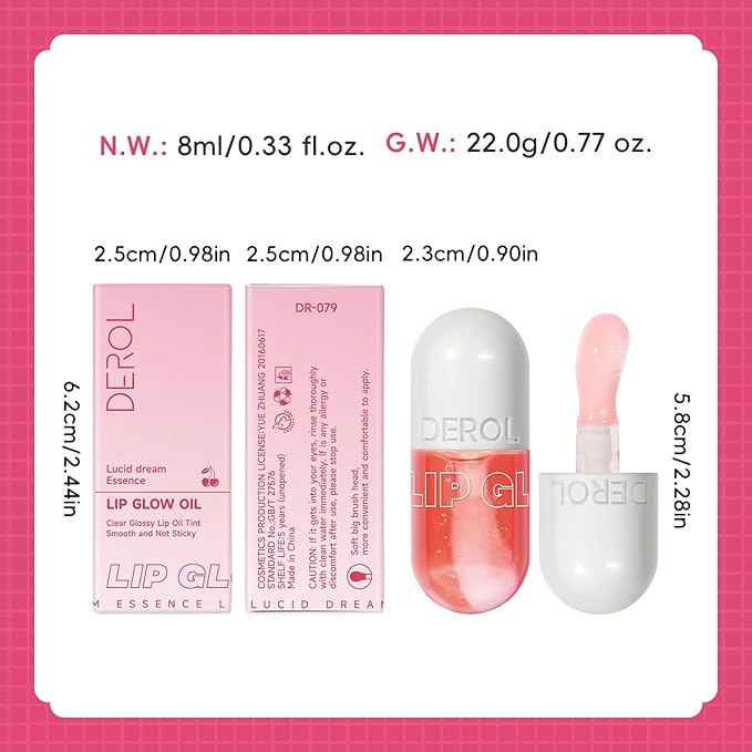 Lip Plumper Gloss High-Shine Liquid Lip Plumping Color, Long-Lasting Plumper Pout, Moisturizing, Non-Sticky With Natural Ginger Extract Portable 6 Colors (06#Strawberry)