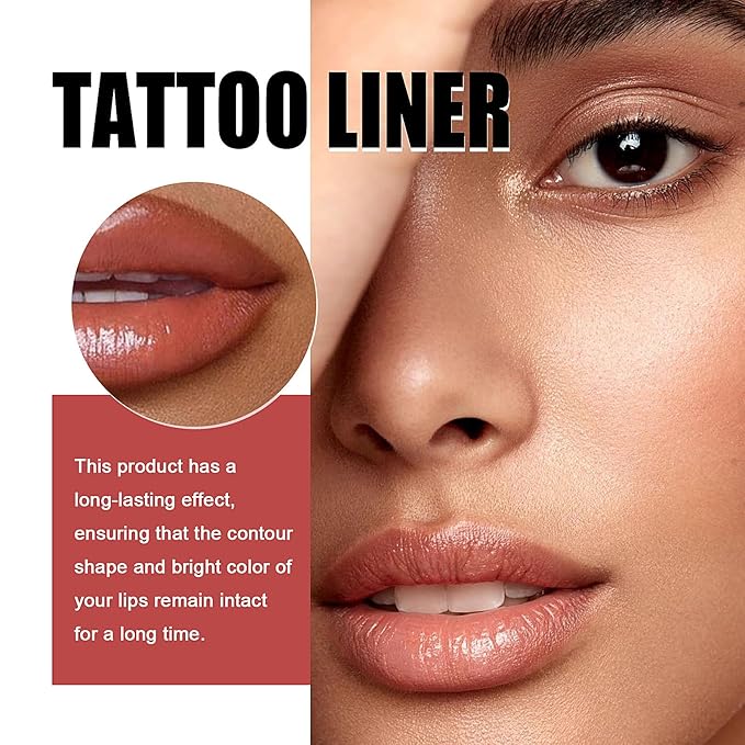 3 Colors Peel Off Lip Liner Tattoo, Peel Off Lip Stain with Matte Finish, Long Wear Tattoo Lip Liner Lipstick, Long Lasting, Waterproof, Transfer-proof, Highly Pigmented Color
