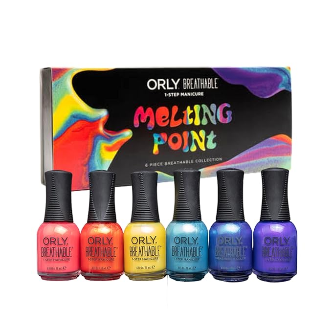 Orly Melting Point Nail Polish Collection | Creme & Shimmer Shades For Party-Ready Nails | Long-Lasting, Full Coverage Formula with Gripper Cap | Vegan & Cruelty-Free (Set of 6)