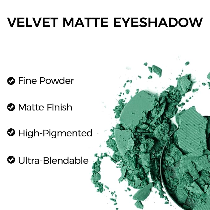 Erinde Single Green Matte Eyeshadow Palette, High Pigmented Eye Shadow Powder, Long Lasting, Ultra-Blendable, Intense Color