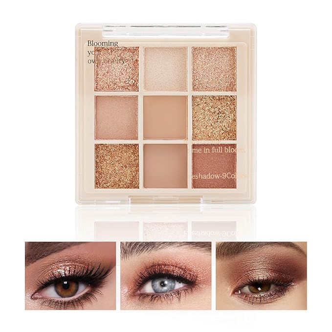 Boobeen Nude Eyeshadow Palette - Matte and Shimmer Makeup, Highly Pigmented Creamy Eye Shadow Powder, Create a Neutral Eye Look, Long Wearing