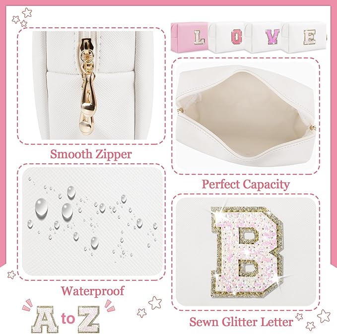 Personalized initial letter makeup bag,